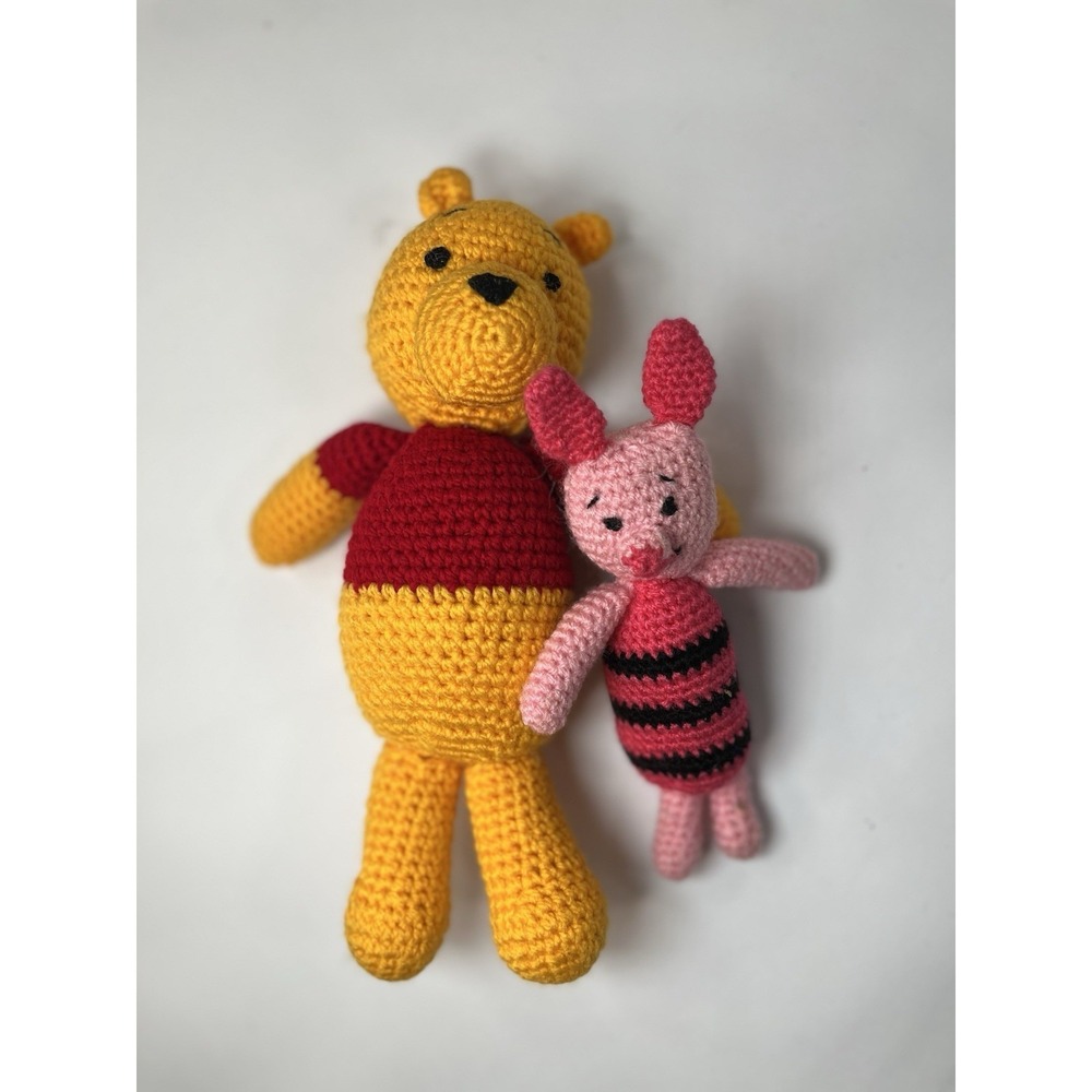 Crochet Winnie The 10" Pooh And 6" Piglet Plush Collectible Cute Set Of Two